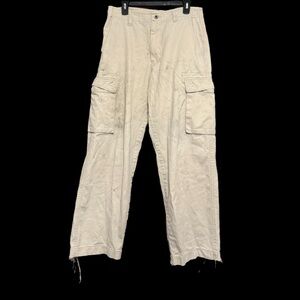 Union Bay Distressed Pants Men Size 32x32 Cream Baggy Straight Leg Cargo
